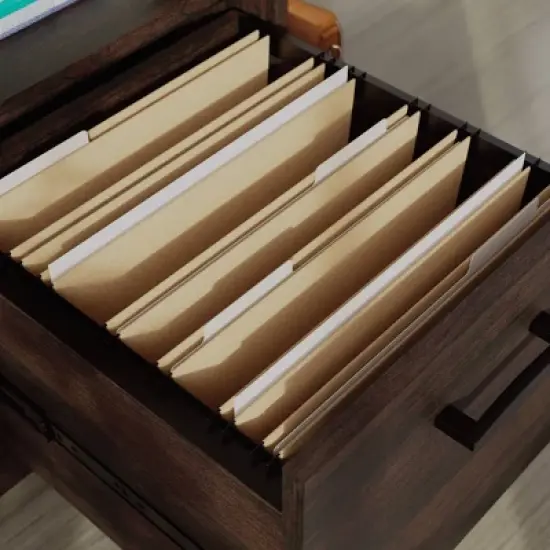 Sauder Beginnings Corner Desk with drawers Cinnamon Cherry: Home Office, Adjustable Shelf, MDF Construction image {5}