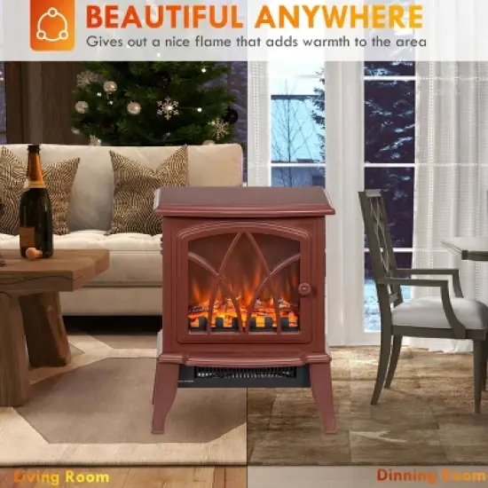 SEVOBAL Fireplace Insert Heater Mantel 3D Flame Fireplace Stove Bottom Air Outlet Fire Place Panoramic Fire Place Heater, Red, 15.9"*11.8"*17.7" image {4}