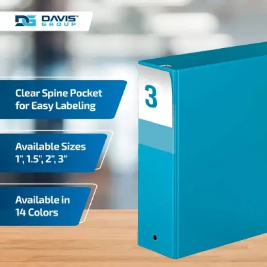Premium Economy 3" Round Ring Binder 6pk Turquoise Blue: Davis Group, Polypropylene, 600 Sheet Capacity, 2 Pockets image {4}