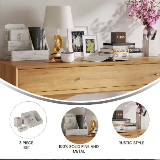 Emma and Oliver Three Piece Industrial Desk or Vanity Organizer Set with Foam Pads image {5}