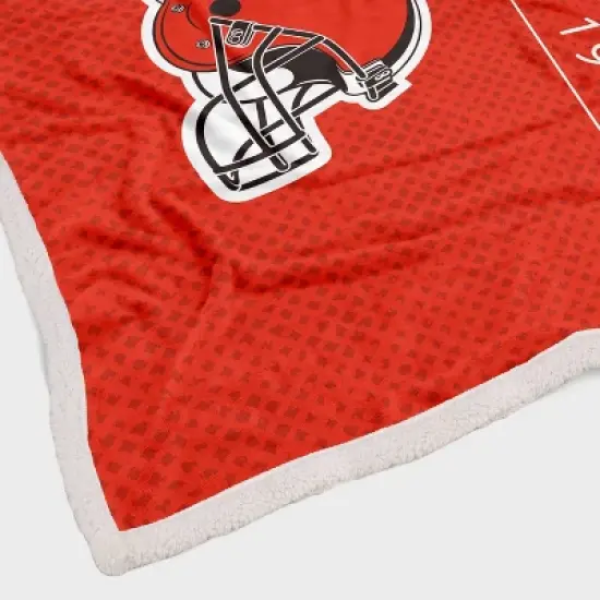NFL Cleveland Browns Legacy Script Sherpa Flannel Fleece Blanket image {2}