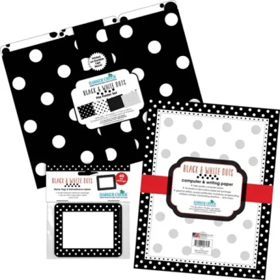 Barker Creek Black and White Dot Get Organized File Folders Set: 107 Multi-Design, Top Tab, Paper, 50 Sheet Capacity image {4}