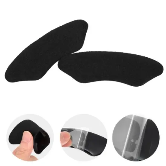 Unique Bargains Silicone Heel Support Cup Pads Orthotic Insole Plantar Care Heel Pads 4Pcs PU Clear Beige Black image {4}