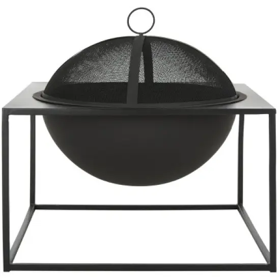 Leros Square Outdoor Fire Pit - PIT2002 - Black - Safavieh image {7}