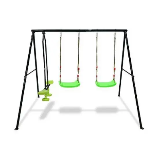Luupatchy Swing Set With Glider, 2 Blet Swing, Backyard 550Lbs 3 Seat image {6}
