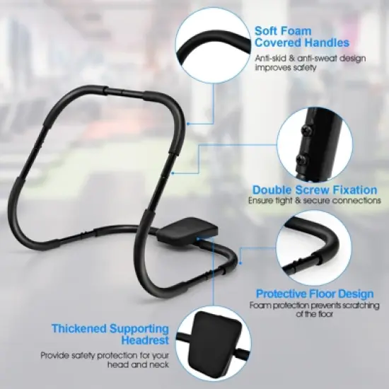 Costway Portable AB Trainer Fitness Crunch Workout Exerciser w/Headrest Home Office Gym Black/White image {5}