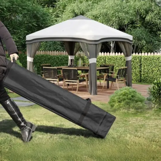 DSVIMOY 10'*10' Pop Up Canopy Tent with Netting, Instant Tents for Parties, Height Adjustable for Outdoor, Patio, Gray, 116.5"*116.5"*114.25" image {4}