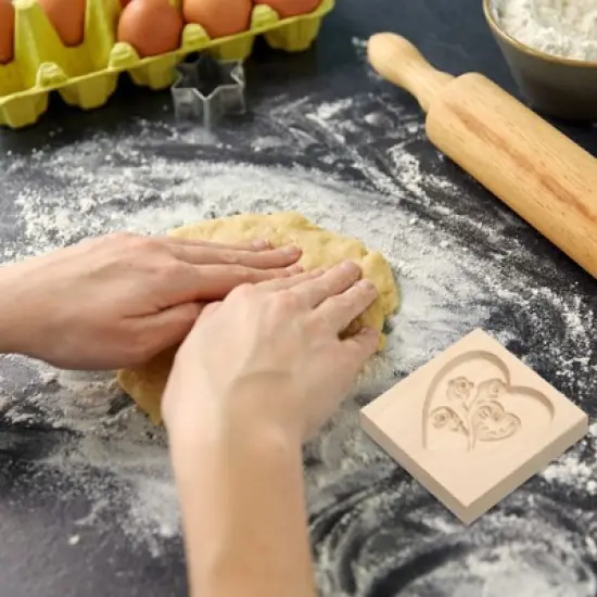 Unique Bargains Wooden 3D Carved Non-stick Vintage Baking Cookie Biscuit Mould image {4}