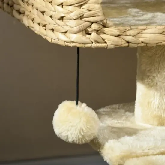 PawHut Scratching Posts, 45" Cat Tree for Indoor Cats with a Ramp, Condo, Toy Balls, Platforms, Bed Cat Tower, Beige image {4}