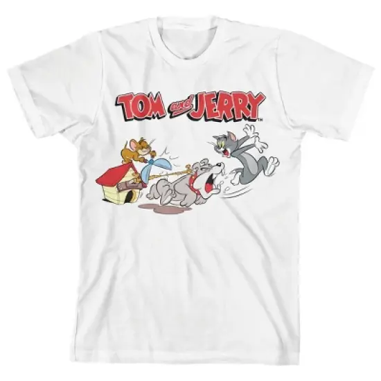 Tom & Jerry Spike Chasing Tom Crew Neck Short Sleeve White T-shirt Toddler Boy to Youth Boy image {3}