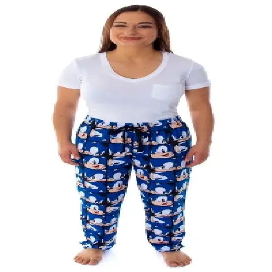 Sonic The Hedgehog Men's Allover Face Pattern Sleep Lounge Pajama Pants image {4}
