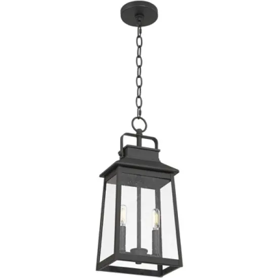 John Timberland Jubliee 19 1/4" High Modern Outdoor Pendant Light Fixture Ceiling Porch House Exterior 2-Light Hanging Black Metal Clear Glass Shade image {5}