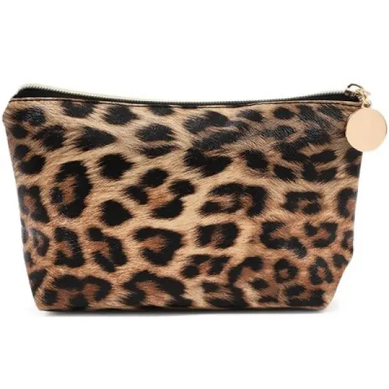 Glamlily 2-Pack Small Leopard Print Travel Cosmetic Makeup Bag, Jewelry Pouch Toiletry Organizer For Women image {6}