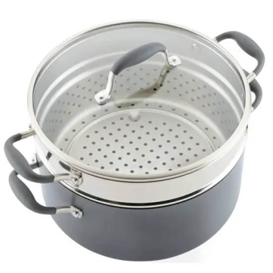 Anolon Advanced Home 8.5qt Wide Stockpot with Mutlifunction Insert Moonstone image {8}