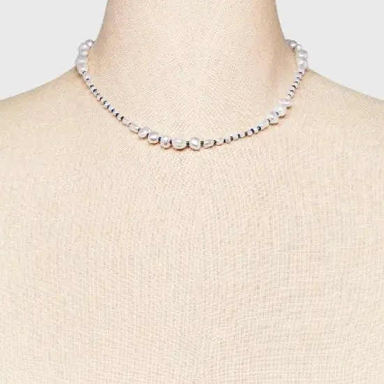 Mixed Simulated Pearl Beaded Necklace - Universal Thread&trade; Ivory image {2}