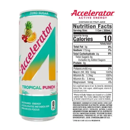 Accelerator Active Energy Tropical Punch Energy Drink - 12 fl oz Can image {2}