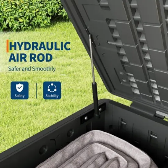 130 Gallon Large Resin Deck Box, Weatherproof Outdoor Storage Bin with Lid and Side Handles image {2}