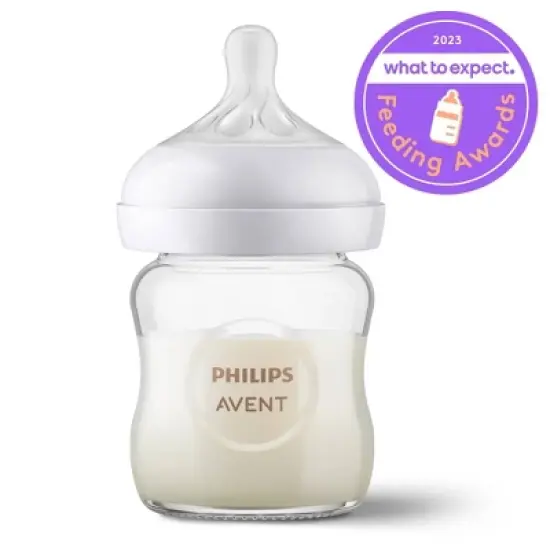 Philips Avent Glass Baby Bottle with Natural Response Nipple - 4oz/3pk image {2}
