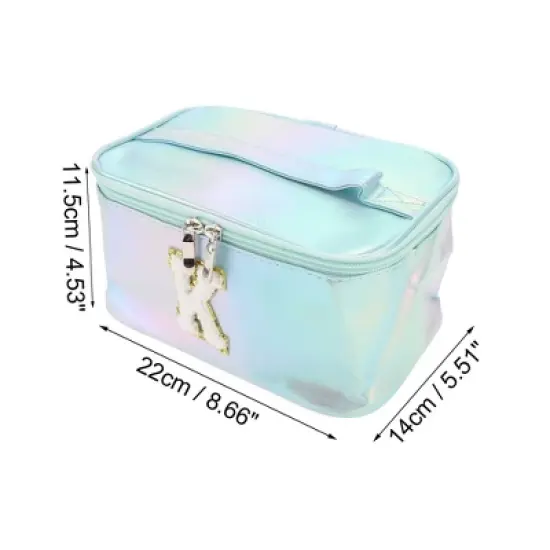 Unique Bargains Women's Square Letter K Makeup Bag Blue 1 Pc image {2}