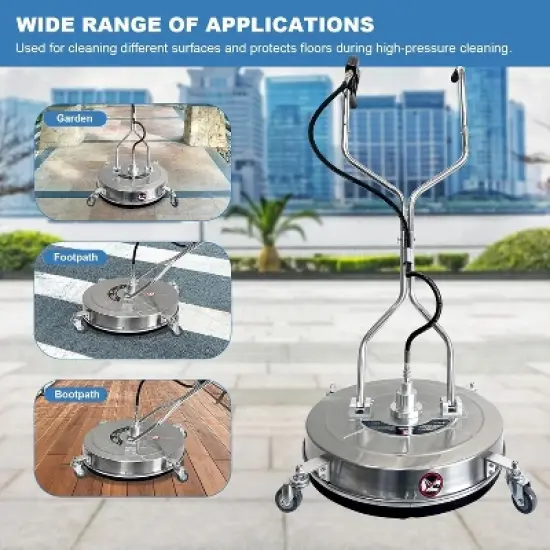 CuisinSmart 20" Stainless Steel Pressure Washer Surface Cleaner with 4 Wheels and Dual Handle, 4600 PSI Power Washer Attachment image {6}