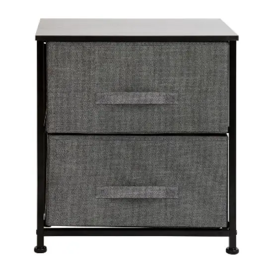 Emma and Oliver 2 Drawer Storage Stand with Wood Top & Dark Fabric Pull Drawers image {8}