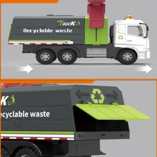 Big Daddy - Green City Sanitation Truck - DUO Trash & Recycling Cans with Lifting & Dumping Action image {2}