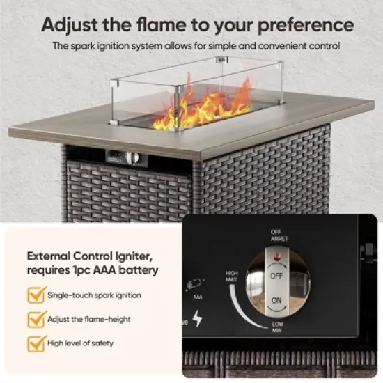 Gymojoy 10 Pieces Outdoor 6 Inch Sofa Swivel Chair Ottoman with Fire Pit Table image {10}