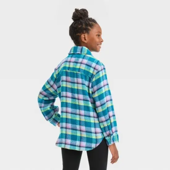Girls' Plaid Button-Front Long Sleeve Shacket - Cat & Jack&trade; image {1}