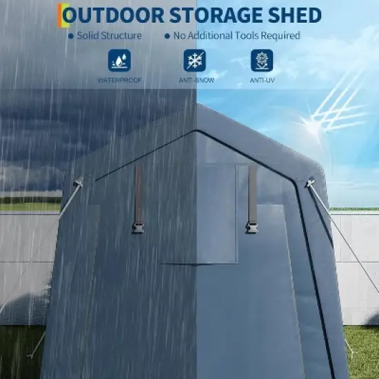 GustoWave Outdoor Storage Shelter Shed Carport, Waterproof Portable Garage image {3}