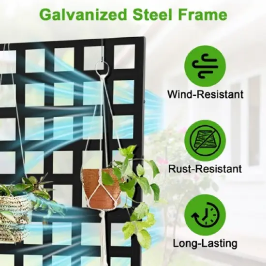 Metal Planter Box with Trellis, 71"x47"x12" Raised Garden Bed with Trellis & Wheels, Outdoor Garden Box with Privacy Screen & Drainage Holes image {4}