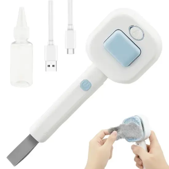 BABYYER 3 in 1 Pet Steam Brush, Auto Cleaning Dog Cat Hair, Removal Comb Rechargeable Cat Grooming Brush for Long and Short Hair image {8}