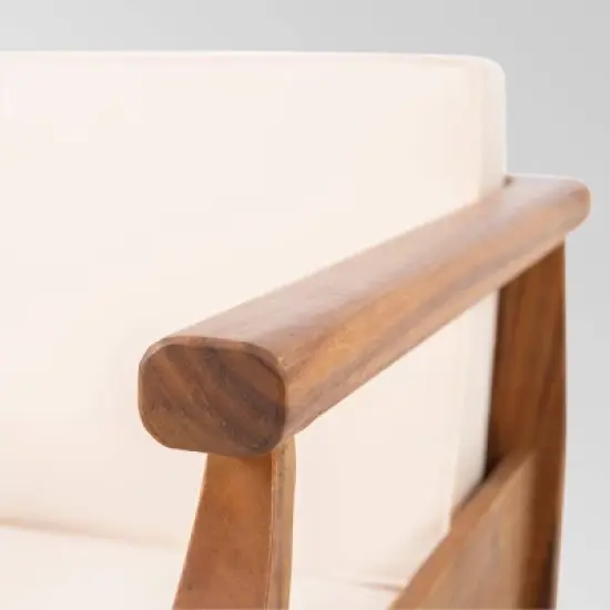 Aston 2pc Acacia Mid-Century Modern Loveseat Set - Teak/Cream - Christopher Knight Home image {3}