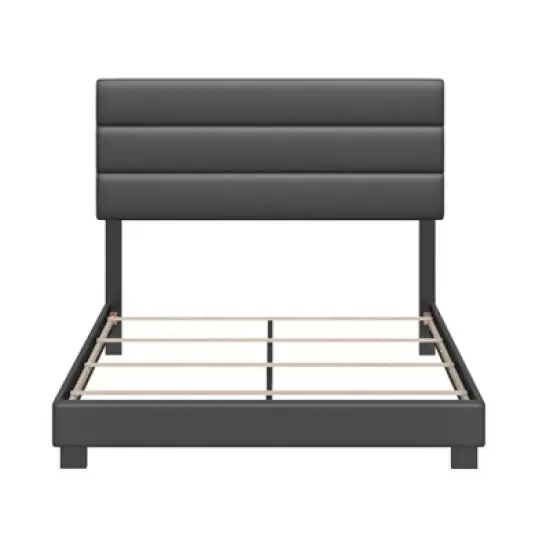 Caprice Faux Leather Channel Upholstered Platform Bed - Eco Dream image {1}