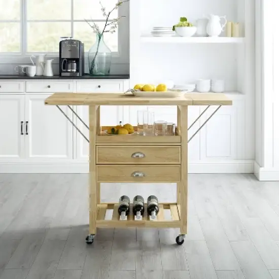 Bristol Double Drop Leaf Kitchen Cart Natural - Crosley image {9}