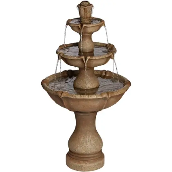 John Timberland Arosco Rustic 3 Tier Basin Outdoor Floor Water Fountain with LED Light 43" for Yard Garden Patio Home Deck Porch Exterior Balcony Roof image {7}