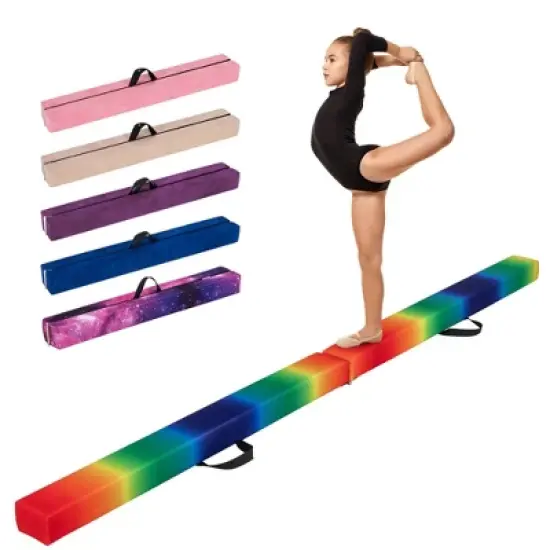 Costway 8 FT Folding Gymnastic Beam with Anti-slip Base Pine Wood Frame Carrying Handle Blue/Beige/Pink/Dark Purple/Purple/Multicolor image {13}