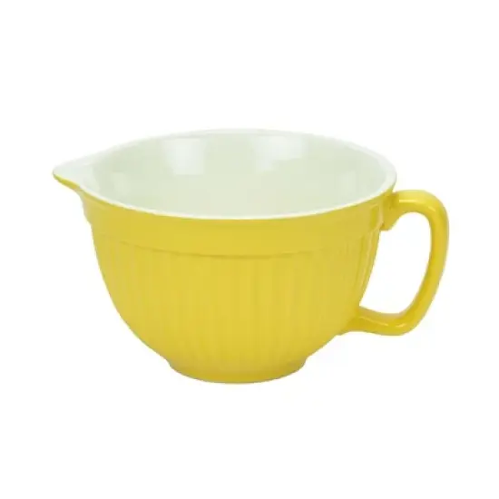 Omniware Simsbury Stoneware Batter Bowl - 2 Quart Mixing Bowl with Handle & Pour Spout - Microwave, Oven, Freezer, Dishwasher Safe -  (Yellow) image {1}