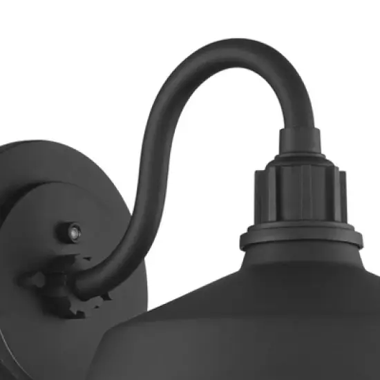 Franklin Iron Works Arnett Rustic Industrial Farmhouse Outdoor Barn Light Fixtures Set of 2 Black Dusk to Dawn Gooseneck 10 1/2" for Exterior Deck image {2}