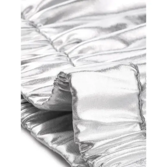 Allegra K Women's Track Holographic Shiny Long Sleeve Metallic Zip Front Jacket image {5}