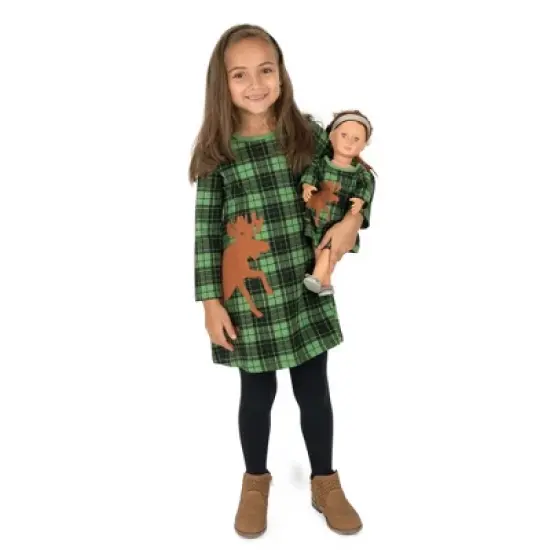 Leveret Girl and Doll Matching Christmas Cotton Dress image {3}
