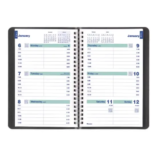 Plan and Link Weekly Planner, 8" x 5", Black Cover, 12-Month (Jan to Dec): 2026 image {1}