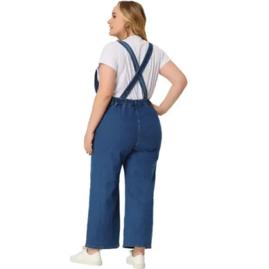 Agnes Orinda Women's Plus Size Denim Overalls Strap Cross Back Jumpsuits image {3}
