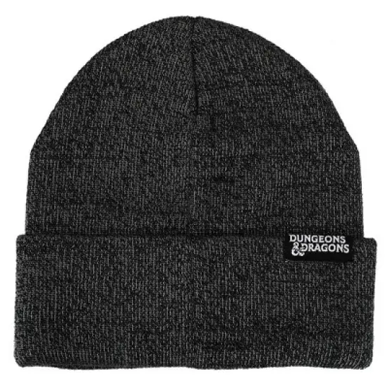 Dungeons and Dragons Ampersands Flat Embroidery Logo Dark Charcoal Acrylic Knit winter Beanie Hat image {1}