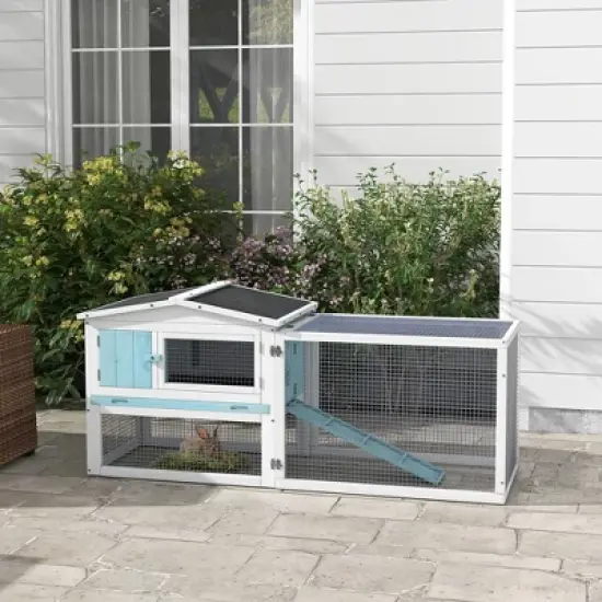 LOVMOR Rabbit Hutch 2-Story Bunny Cage Small Animal House with Slide Out Tray image {8}