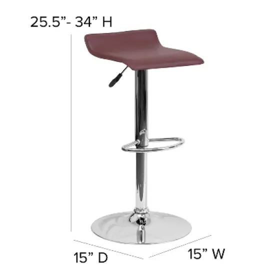 Emma and Oliver Solid Wave Seat Vinyl Adjustable Height Barstool with Chrome Base image {3}