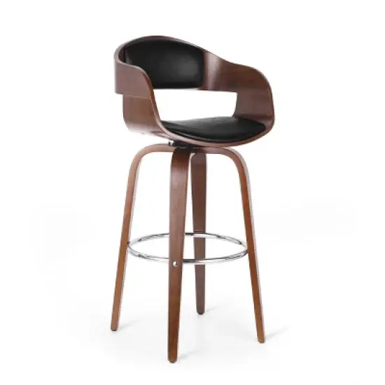 Clyo Mid-Century Modern Upholstered Swivel Barstool - Christopher Knight Home image {10}