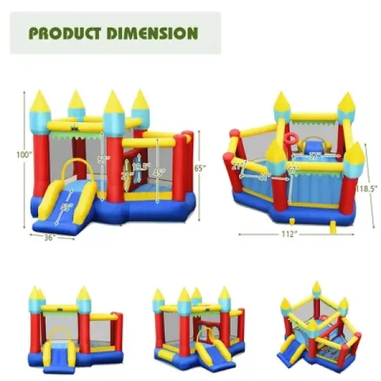 Costway Inflatable Bounce House Slide Jumping Castle w/ Tunnels Ball Pit & 480W Blower image {3}