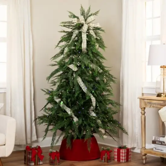 Northlight Pre-Lit Medium Weeping Cedar IPT Artificial Christmas Tree - 6.5' - Dual Color LED Lights image {1}