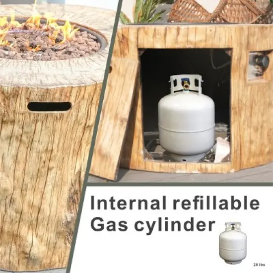 Moda Furnishings 23.8'' H x 40'' W Magnesium Oxide Propane Outdoor Fire Pit Table with Lid image {8}