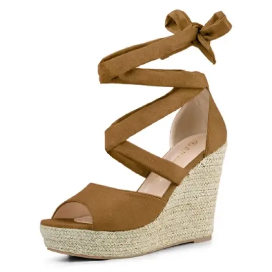 Allegra K Women's Lace Up Espadrilles Wedges Sandals image {11}